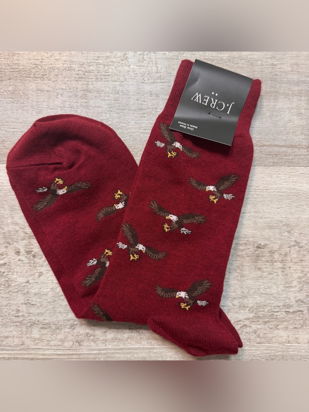 J. Crew Men’s Burgundy Socks with Eagle Motif